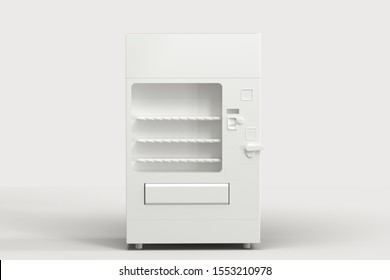 The White Model Of Vending Machine With White Background, 3d Rendering. Computer Digital Drawing.