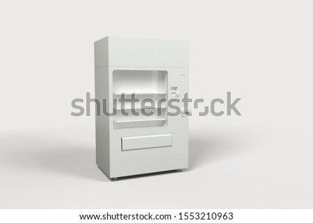 The white model of vending machine with white background, 3d rendering. Computer digital drawing.