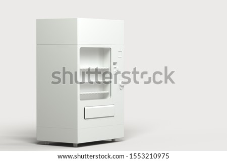 The white model of vending machine with white background, 3d rendering. Computer digital drawing.