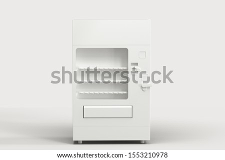 The white model of vending machine with white background, 3d rendering. Computer digital drawing.