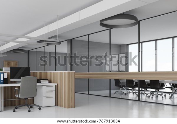 White Modern Open Space Office Corner Stockillustration