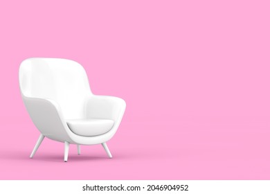 White Modern Oval Shape Relax Chair As Clay Style On A Pink Background. 3d Rendering