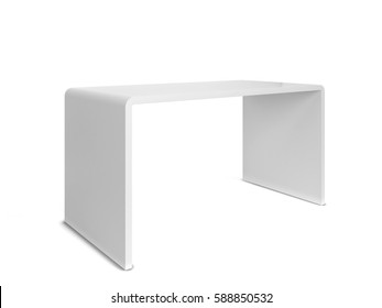 White Modern Table. 3d Rendering Isolated On White Background 