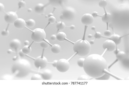 white molecule or atom, Abstract Clean 
 structure for Science or medical background, 3d illustration.
