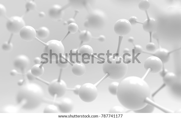 white molecule or\
atom, Abstract Clean \
 structure for Science or medical\
background, 3d\
illustration.