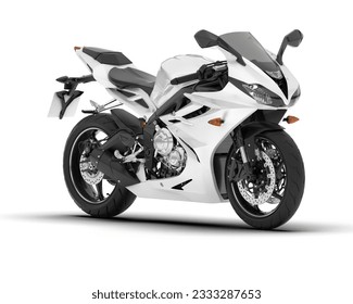 White motorcycle isolated on background. 3d rendering - illustration