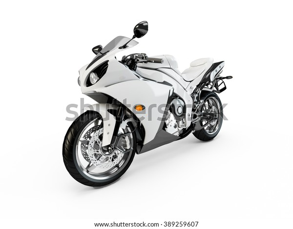 White Motorcycle Isolated On White Background Stock Illustration 389259607