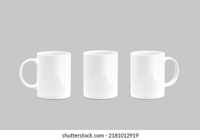 White Mug Mockup Isolated On Grey Background. 3D Illustration.