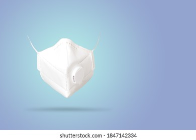 White N95 Mask On Blue Background, N95 Respirator With Ventilation Valve, Anti-haze Mask, 3d Rendering