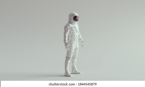 White Navy Astronaut With Black Visor Quarter View 3d Illustration