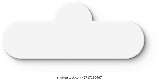 White neumorphic menu button with semi circle tab on top center