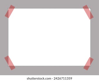 White note paper in a gray frame. White note paper, label, message box, space for writing text, text paper, text box.