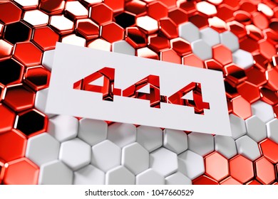 White Number 444 on the Red Blue Honeycomb Grid Background. 3D Illustration of Number 444 Connection Closed Without Response on Hexagon Grid Layout. - Powered by Shutterstock