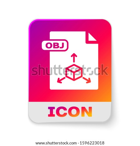 White OBJ file document. Download obj button icon isolated on white background. OBJ file symbol. Rectangle color button. 