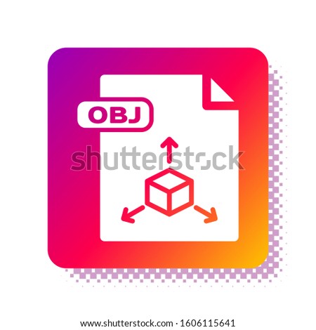 White OBJ file document. Download obj button icon isolated on white background. OBJ file symbol. Square color button. 