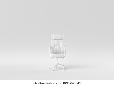 White Office Chair On White Background. Minimal Concept Idea. Monochrome. 3d Render.

