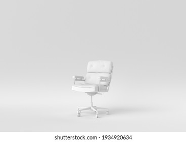 White Office Chair On White Background. Minimal Concept Idea. Monochrome. 3d Render.

