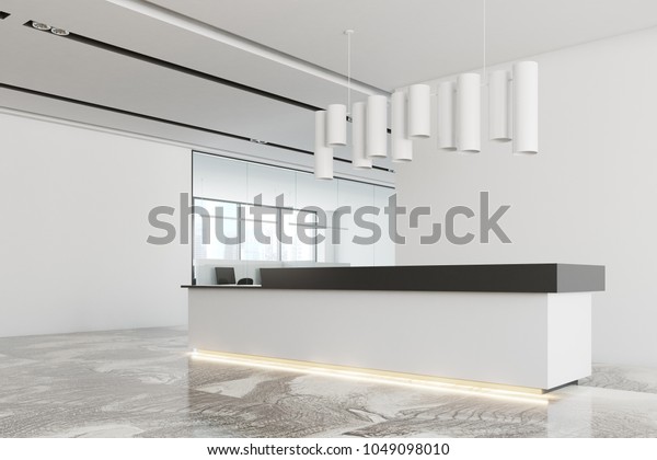 White Office Interior Marble Floor White Stock Illustration 1049098010