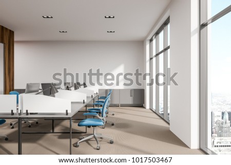 White Office Interior White Tables Computers Stock