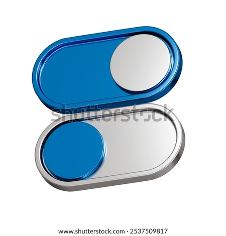 White on toggle switch button isolated on white background. App slider concept. Mockup template. 3d rendering.
