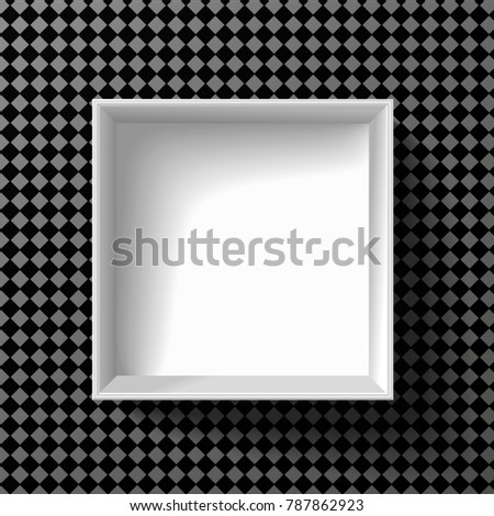 White open empty squares cardboard box isolated on white background. Mockup template for design products, package, branding, advertising. Top view.