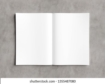 White Open Magazine Mockup On Concrete Texture 3D Rendering