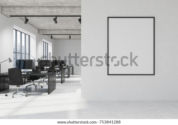 White Open Space Office Interior Concrete Stock Illustration 753841288