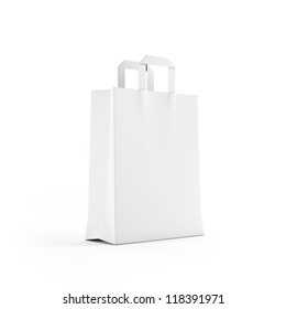 White Paper Bag Isolated On White