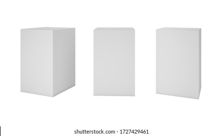White paper boxes packaging template for product with empty space for Cosmetic cream and gel jar. Mock up design. 3d abstract illustration.