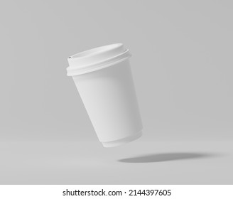 White paper coffee cup mockup, Realistic round package, 3d rendering, 3d illustration
