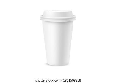 White Paper Cup For Coffee, Tea, Chocolate And Other Hot Drinks. White Cup Mockup. Disposable Cup. Take Out Mug 3D Rendering Model