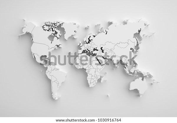 White paper earth 3d map. 