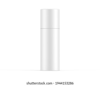 White paper tube push up tin can mockup template on isolated white background, ready for design presentation, 3d illustration