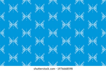 White pattern on blue background, abstract pattern design, modern contemporary style for fabric and other patterns.