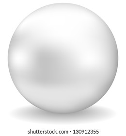 White Pearl With Shadow On White Background