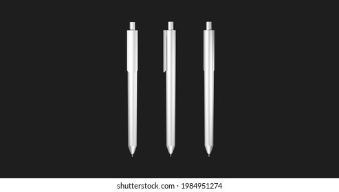 White Pen Mockup. 3D Image. Premium Swiss Design.