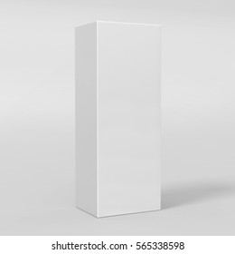 White Perfume Box Mock Up, Realistic Rendering of  Box Mock-up on Isolated White Background, 3D Illustration