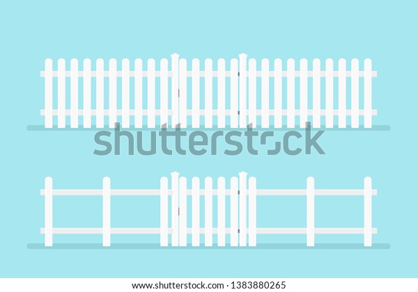 White Picket Fence Gate Clipart Image Stock Illustration 1383880265