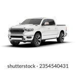 White pickup truck isolated on background. 3d rendering - illustration