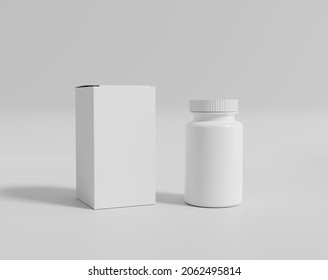 White Pill Case, Round Plastic Container, 3d Rendering, 3d Illustration