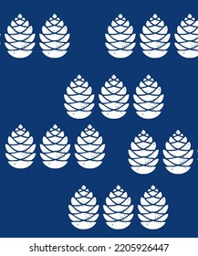 White Pinecone Pinecone Pattern On Dark Blue Background