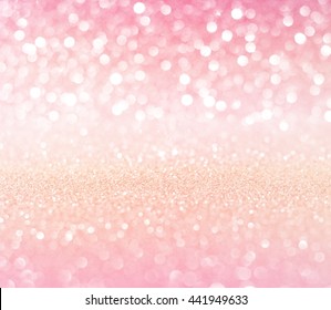 White Pink Gold Glitter Bokeh Texture Christmas Abstract Background