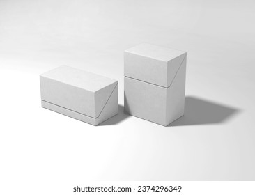 white plain empty blank two different size vertical horizontal top open premium classic paper card board product packaging box on isolated background