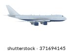 White plane flying. jumbo jet passenger  boeing 747 isolate on white background