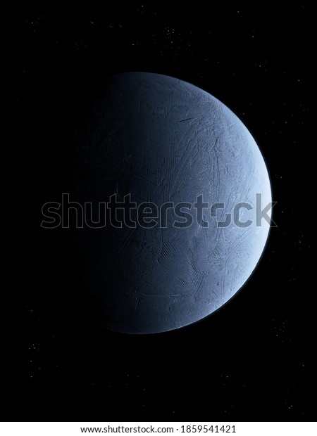 White planet with a solid surface in deep\
space 3D\
illustration.