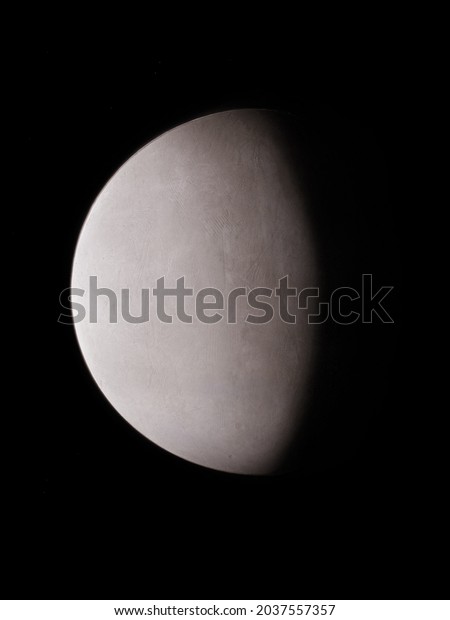 White planet with a solid surface in deep\
space 3d\
illustration.