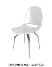 White Plastic Chair On White Background