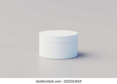 White Plastic Cosmetic Multiple Jars Mockup. 3D Illustration