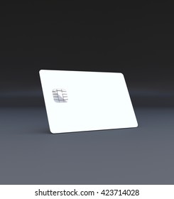 White Plastic Credit Card, Mockup, Dark,black Background,3D Rendering