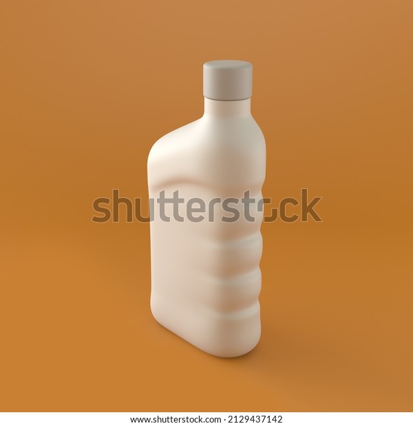 White Plastic Motor Oil Container in Orange\
Background, 3d\
Rendering
